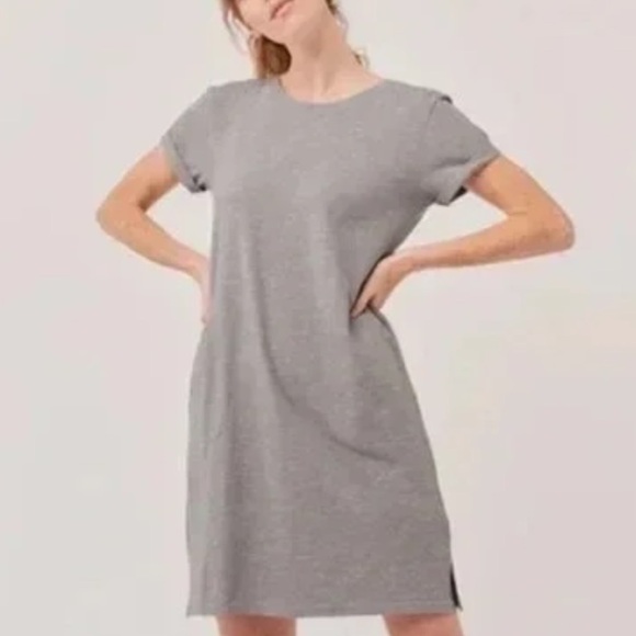 Pact Dresses & Skirts - Pact Women M Gray Organic Cotton Jersey Pockets Short Sleeve The Mix Tee Dress